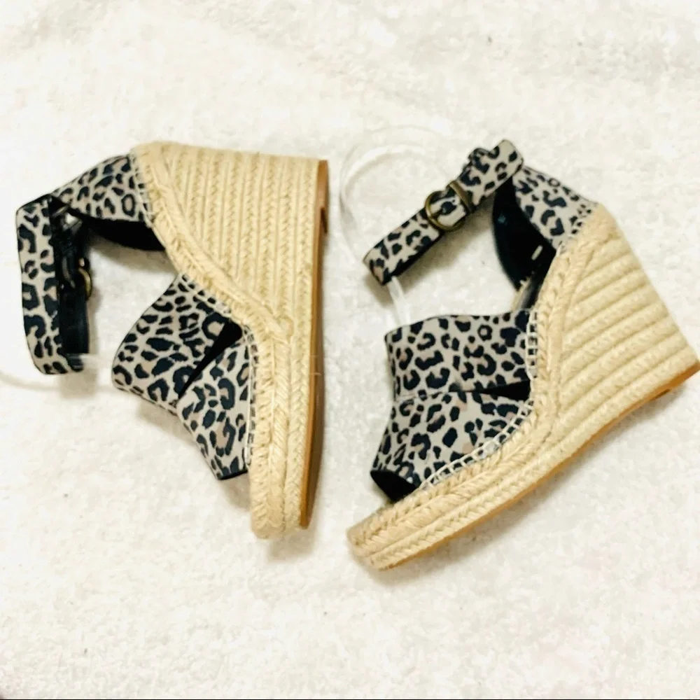 Treasure & Bond Sannibel Leopard Espadrille Wedge Sandals Suede Platform Size 6